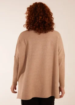 Blue Vanilla Beige Curve High Neck Boxy Jumper