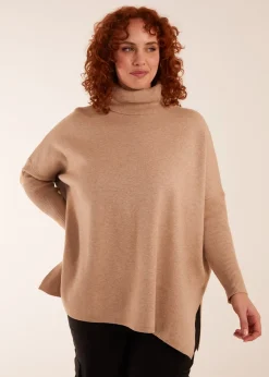 Blue Vanilla Beige Curve High Neck Boxy Jumper