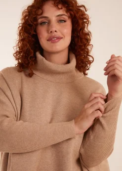 Blue Vanilla Beige Curve High Neck Boxy Jumper