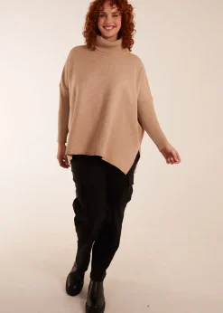 Blue Vanilla Beige Curve High Neck Boxy Jumper