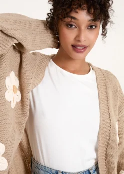 Blue Vanilla Beige Daisy Large Flower Cardigan