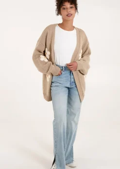 Blue Vanilla Beige Daisy Large Flower Cardigan