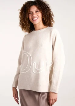 Blue Vanilla Beige Oui Embroidery Jumper