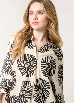 Blue Vanilla Black Abstract Oversized Shirt