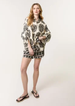 Blue Vanilla Black Abstract Oversized Shirt