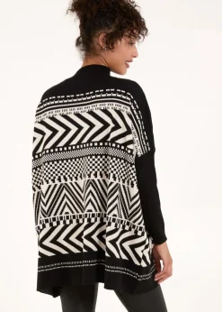 Blue Vanilla Black Abstract Print Round Neck Jumper