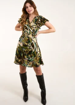 Blue Vanilla Black Angel Sleeve Wrap Mini Dress