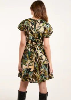 Blue Vanilla Black Angel Sleeve Wrap Mini Dress