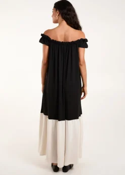 Blue Vanilla Black Bardot Off Shoulder Maxi Dress