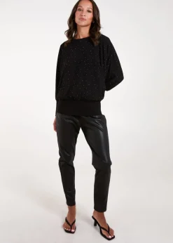 Blue Vanilla Black Batwing Top With Diamantes