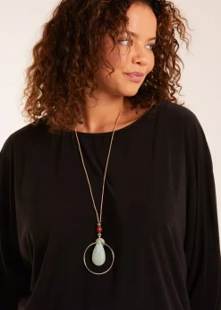 Blue Vanilla Black Batwing Necklace Elasticated Hem Top