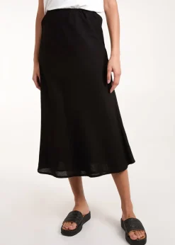 Blue Vanilla Black Bias Cut Midi Skirt