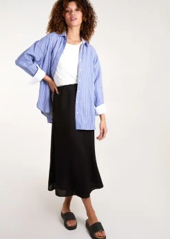 Blue Vanilla Black Bias Cut Midi Skirt