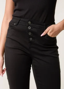 Blue Vanilla Black Button Front Capri Trouser