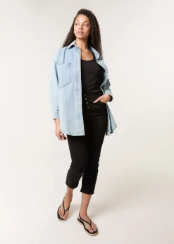 Blue Vanilla Black Button Front Capri Trouser