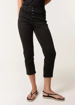 Blue Vanilla Black Button Front Capri Trouser