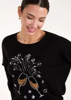 Blue Vanilla Black Champagne Glass Christmas Jumper