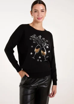 Blue Vanilla Black Champagne Glass Christmas Jumper