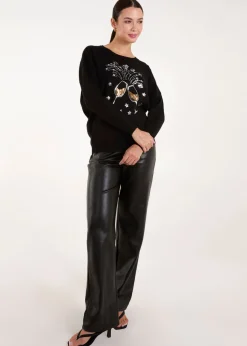 Blue Vanilla Black Champagne Glass Christmas Jumper