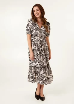 Blue Vanilla Black Coconut Button Front Midi Shirt Dress