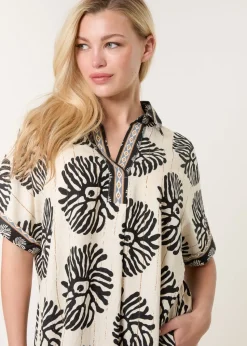 Blue Vanilla Black Collar Midi Tunic