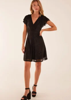 Blue Vanilla Black Double Frill Wrap Dress