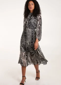 Blue Vanilla Black High Neck Pleated Dress