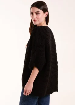 Blue Vanilla Black Knitted Mid Length Cardigan