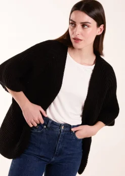 Blue Vanilla Black Knitted Mid Length Cardigan