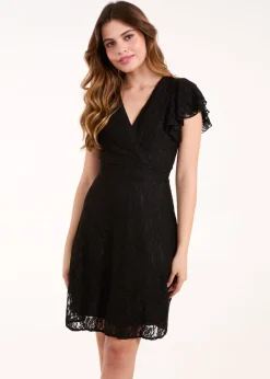 Blue Vanilla Black Lace Angel Sleeve Dress