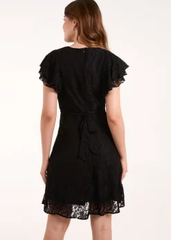 Blue Vanilla Black Lace Angel Sleeve Dress