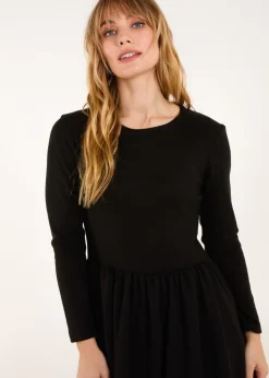 Blue Vanilla Black Long Sleeve Scuba Crepe Skirt Dress