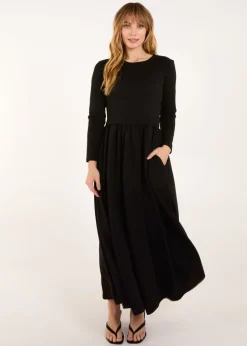 Blue Vanilla Black Long Sleeve Scuba Crepe Skirt Dress