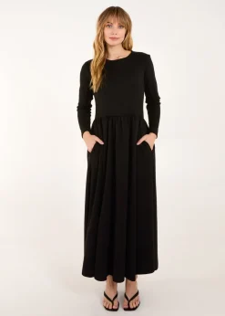 Blue Vanilla Black Long Sleeve Scuba Crepe Skirt Dress