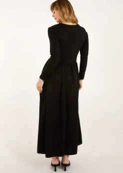 Blue Vanilla Black Long Sleeve Scuba Crepe Skirt Dress