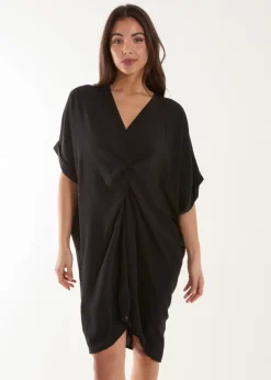 Blue Vanilla Black Twist Front Tunic Dress