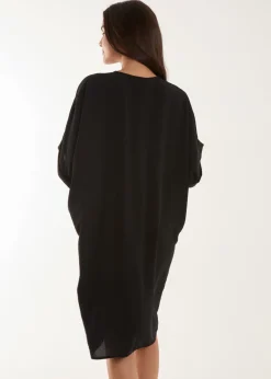 Blue Vanilla Black Twist Front Tunic Dress