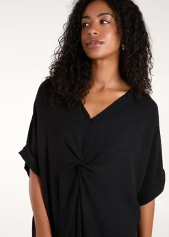 Blue Vanilla Black Twist Front Midi Dress