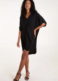 Blue Vanilla Black Twist Front Midi Dress