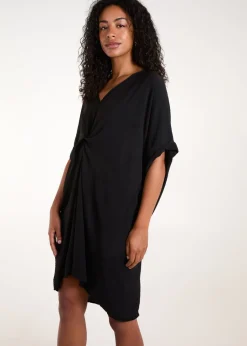 Blue Vanilla Black Twist Front Midi Dress