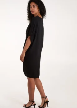 Blue Vanilla Black Twist Front Midi Dress