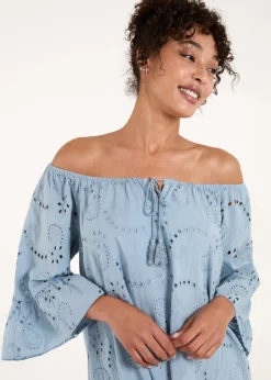 Blue Vanilla Blue Broderie Tunic Smock Dress