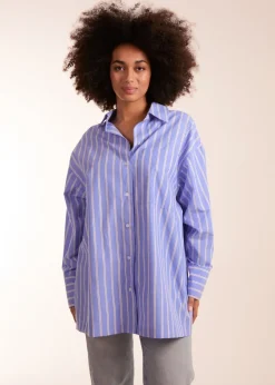 Blue Vanilla Blue Oversized Pinstripe Shirt