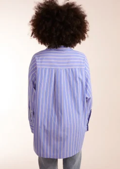 Blue Vanilla Blue Oversized Pinstripe Shirt