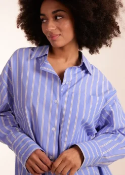Blue Vanilla Blue Oversized Pinstripe Shirt