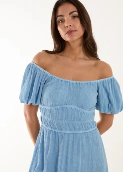 Blue Vanilla Blue Puff Ball Mini Dress