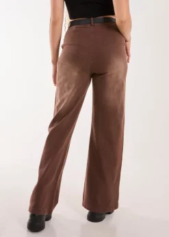 Blue Vanilla Brown Acid Wash Wide Leg Jeans