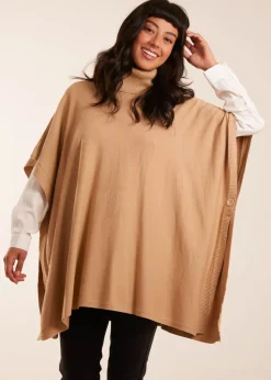 Blue Vanilla Camel High Neck Poncho