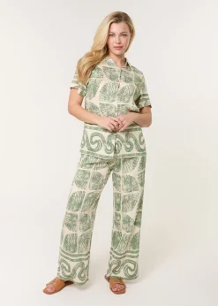 Blue Vanilla Green Seashell Top & Trouser Set