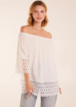 Blue Vanilla Ivory Bardot Detail Blouse